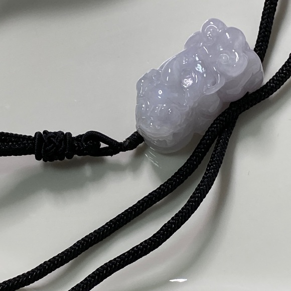 Lavender Jade Pendant Necklace | Carved Jade Amulet | Natural Stone Jewelry - Picture 5 of 5